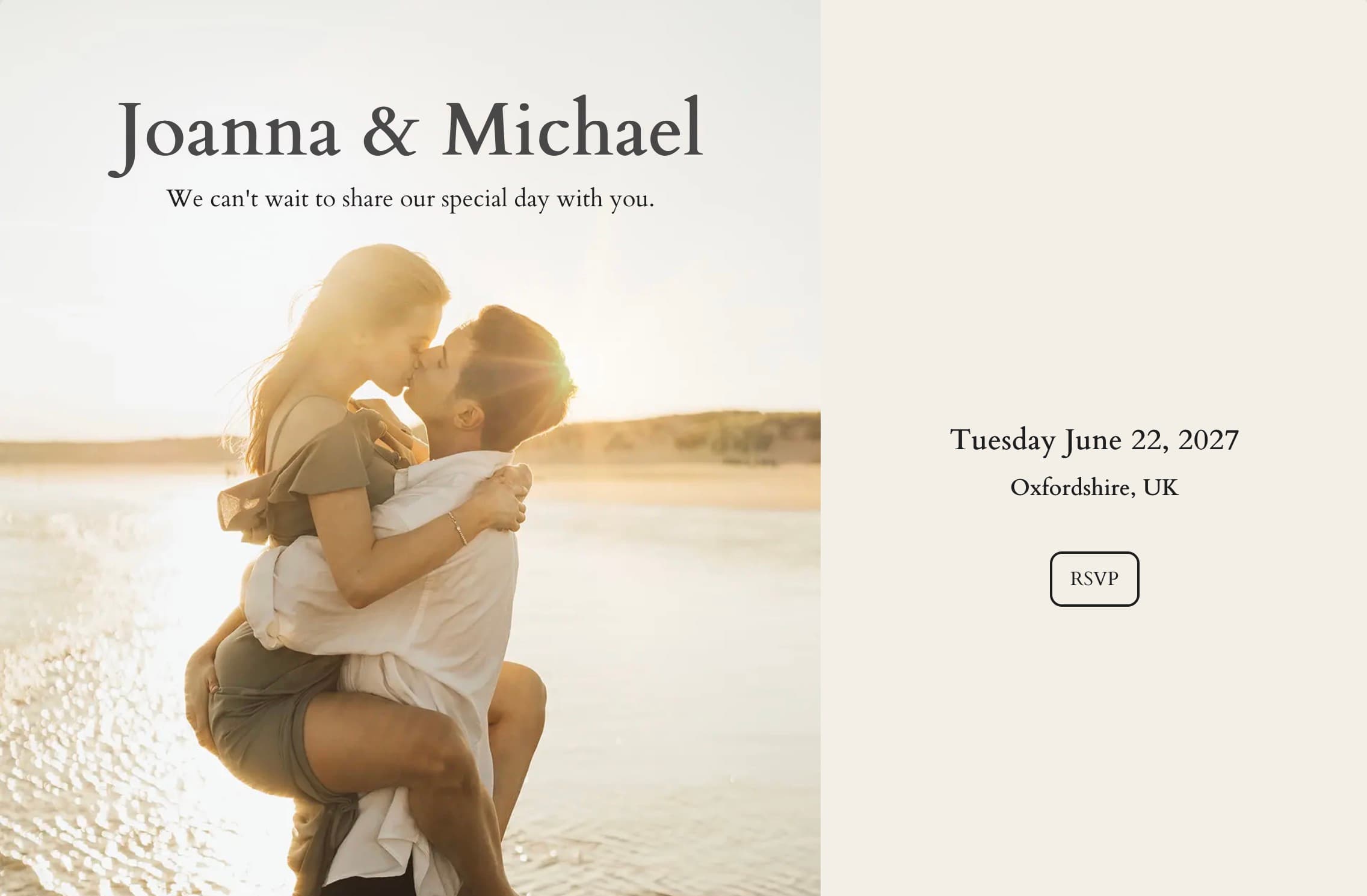 Wedding invitation website example